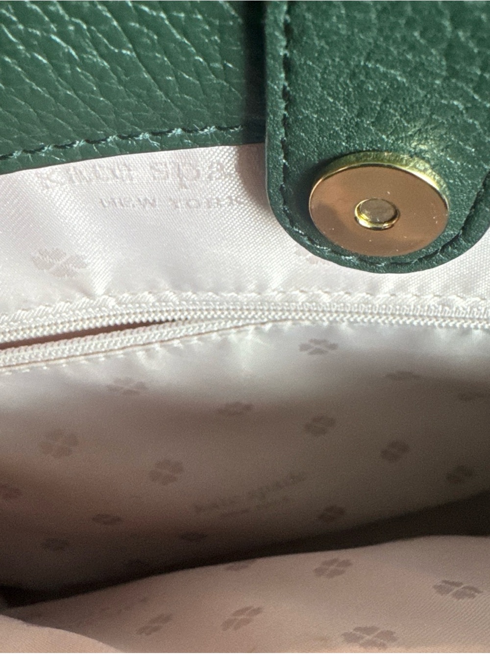 kate spade Forest Green Pebbled Leather Tote with Front Zip - Picture 5 of 5